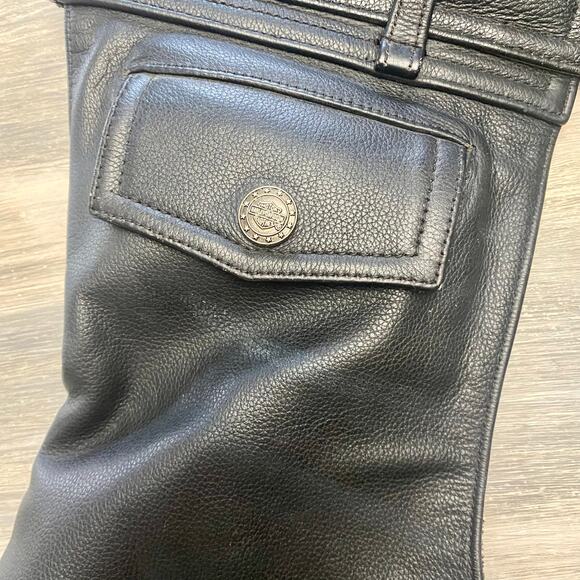 Mens Harley Davidson Leather Black Motorcycle Chaps Biker Riding Gear Size M - Picture 2 of 16